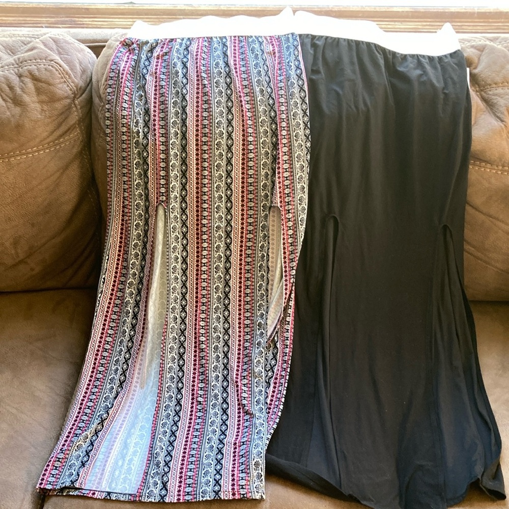 Black and Patterned Maxi Skirt Set